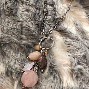 Rose color stone pendant necklace